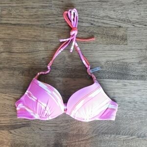 AERIE Bikini Top Push-Up Orange Pink New 32B